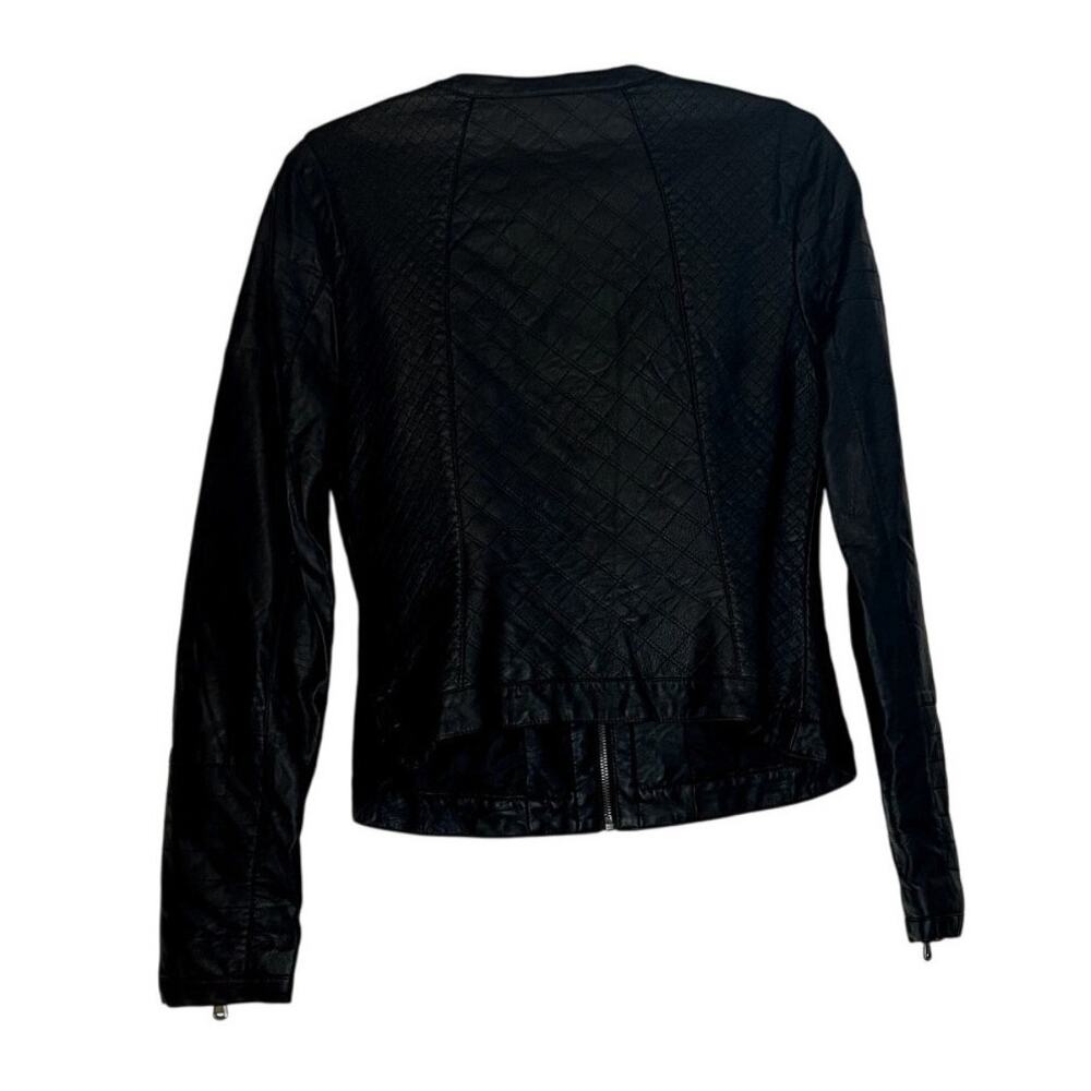 Harve Benard Quilted Black Faux Leather Moto Jacket Zip Front Size Small NWT - Picture 3 of 5
